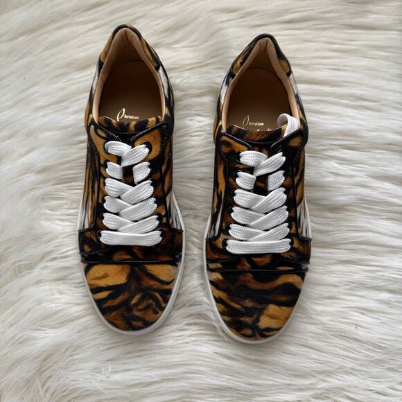 NWOT • Christian Louboutin VIEIRA Orlato Bengal Tiger Fabric Sneakers Size:34.5 - Picture 2 of 10
